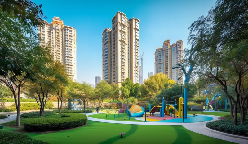 小区内休闲活动广场建筑摄影图,高清,摄影图,摄影图片,图片大全,摄影图免费下载